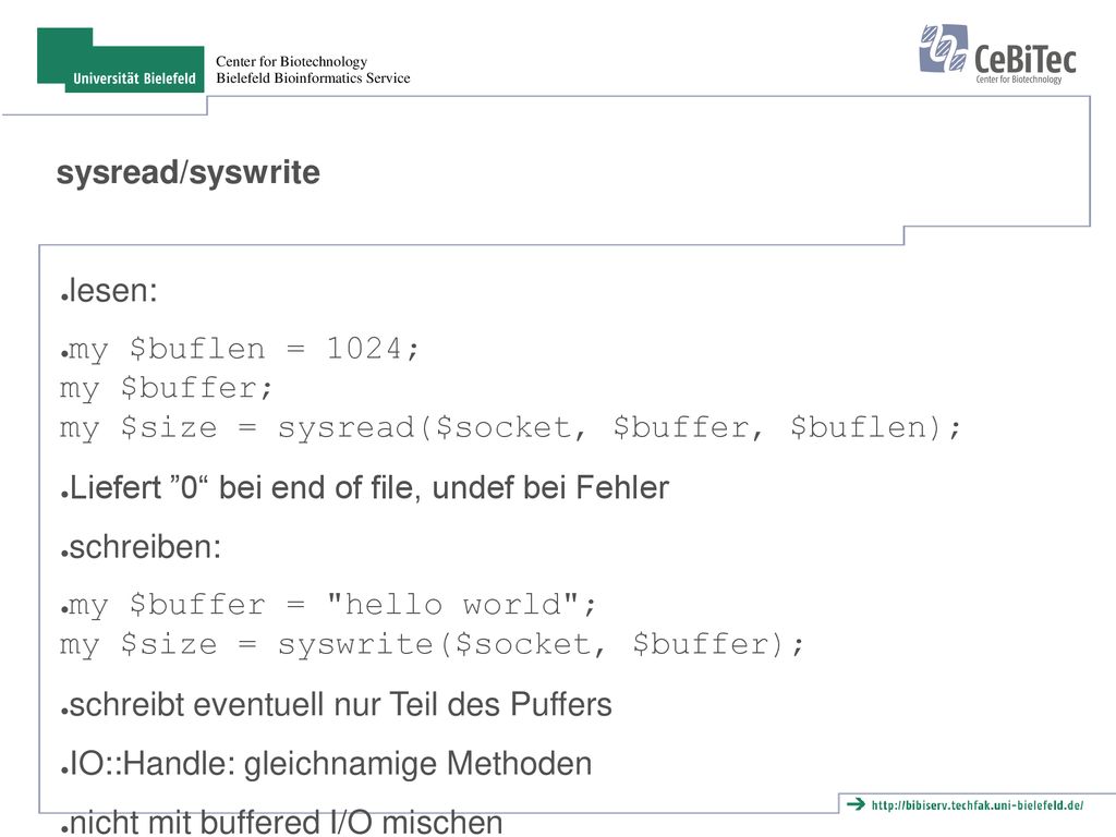Liefert 0 bei end of file, undef bei Fehler schreiben: