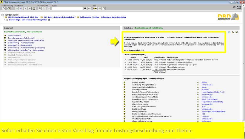 Sofort erhalten Sie einen ersten Vorschlag für eine Leistungsbeschreibung zum Thema.