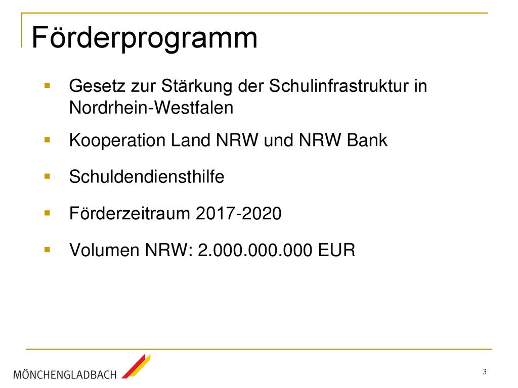 Förderprogramm Gesetz zur Stärkung der Schulinfrastruktur in Nordrhein-Westfalen. Kooperation Land NRW und NRW Bank.