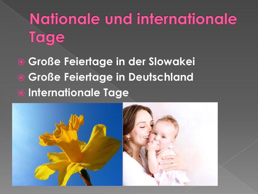 Nationale und internationale Tage