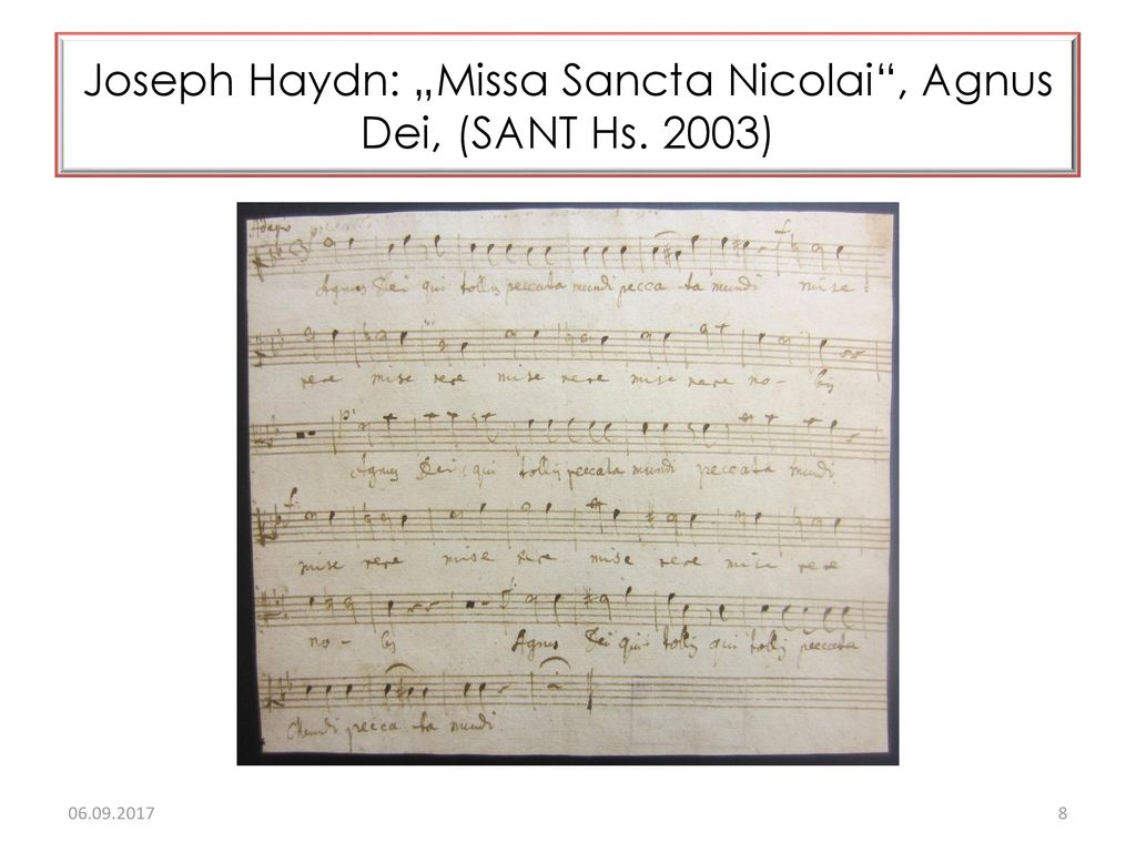 Joseph Haydn: „Missa Sancta Nicolai , Agnus Dei, (SANT Hs. 2003)