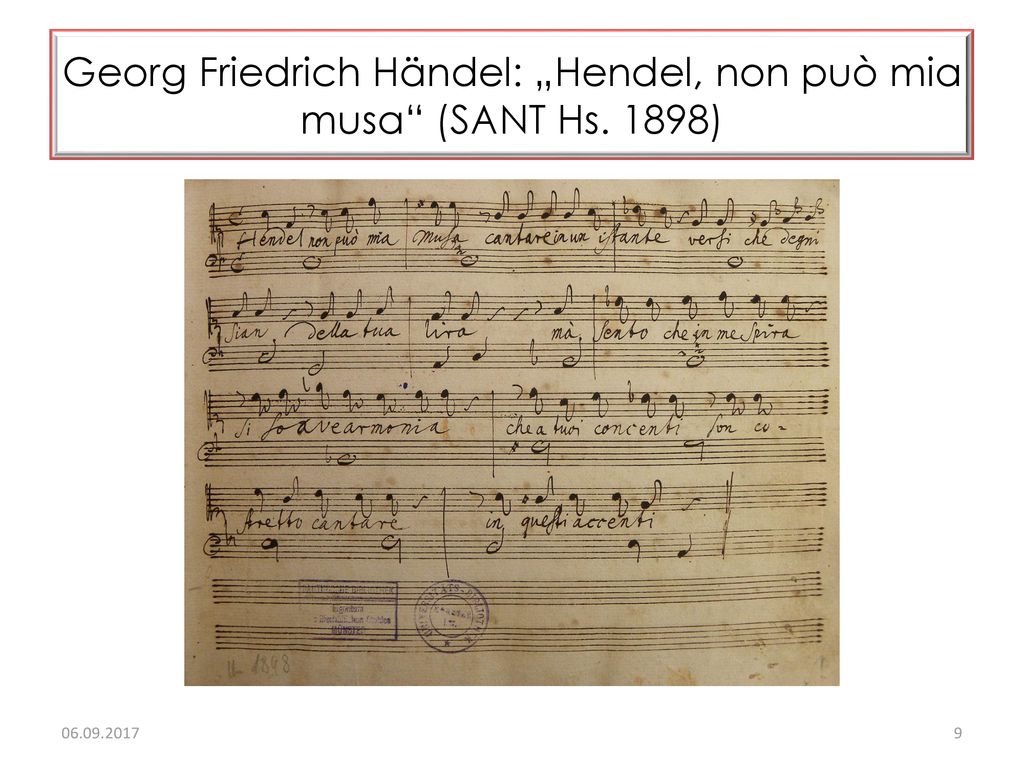 Georg Friedrich Händel: „Hendel, non può mia musa (SANT Hs. 1898)