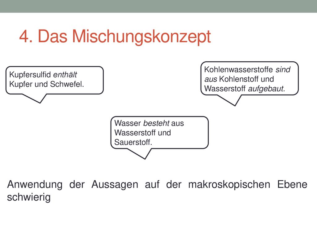 4. Das Mischungskonzept Anwendung der Aussagen auf der makroskopischen Ebene schwierig.
