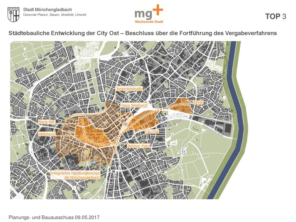 TOP 3 Städtebauliche Entwicklung der City Ost – Beschluss über die Fortführung des Vergabeverfahrens.