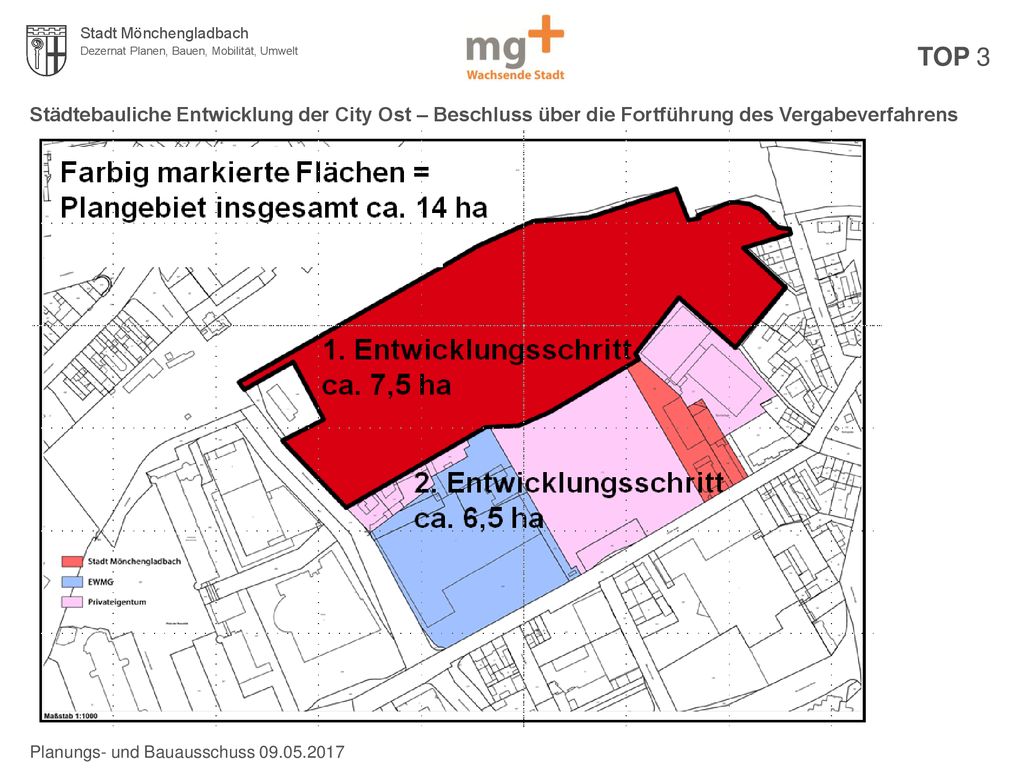 TOP 3 Städtebauliche Entwicklung der City Ost – Beschluss über die Fortführung des Vergabeverfahrens.