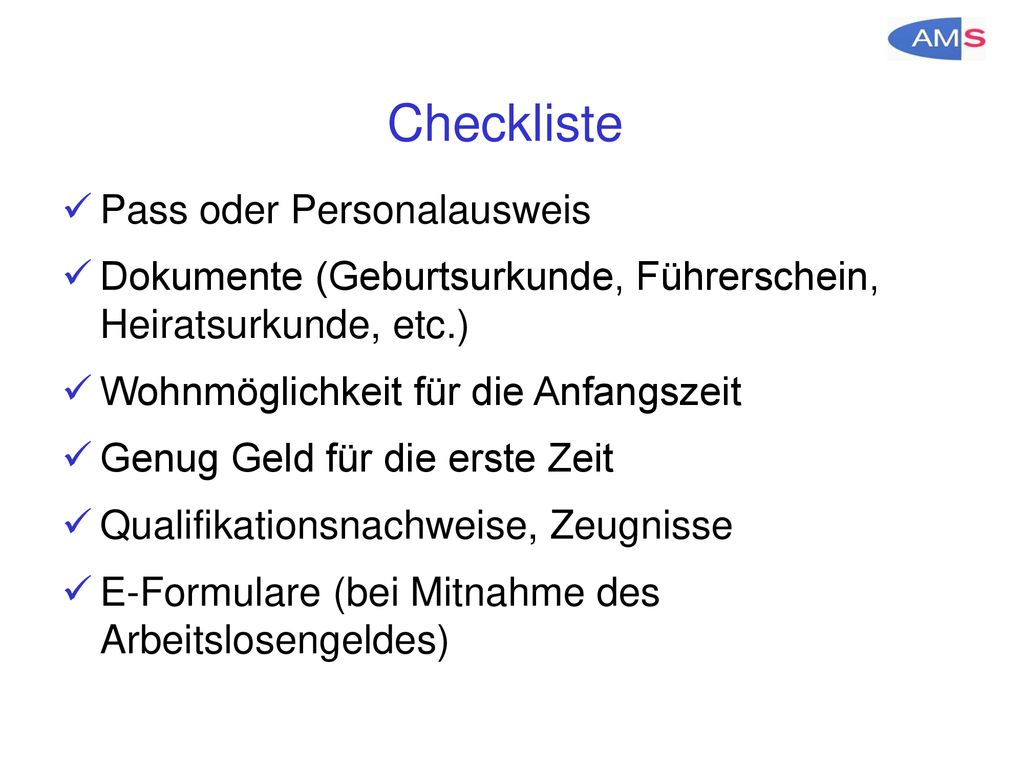 Checkliste Pass oder Personalausweis