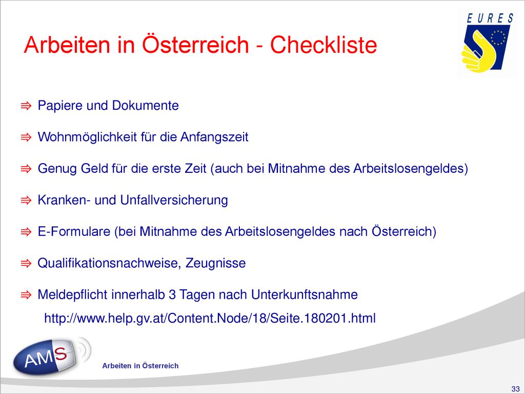 Arbeiten in Österreich - Checkliste