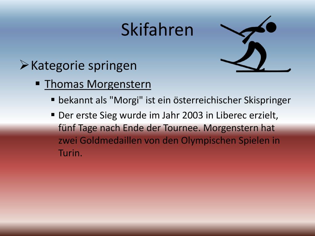 Skifahren Kategorie springen Thomas Morgenstern
