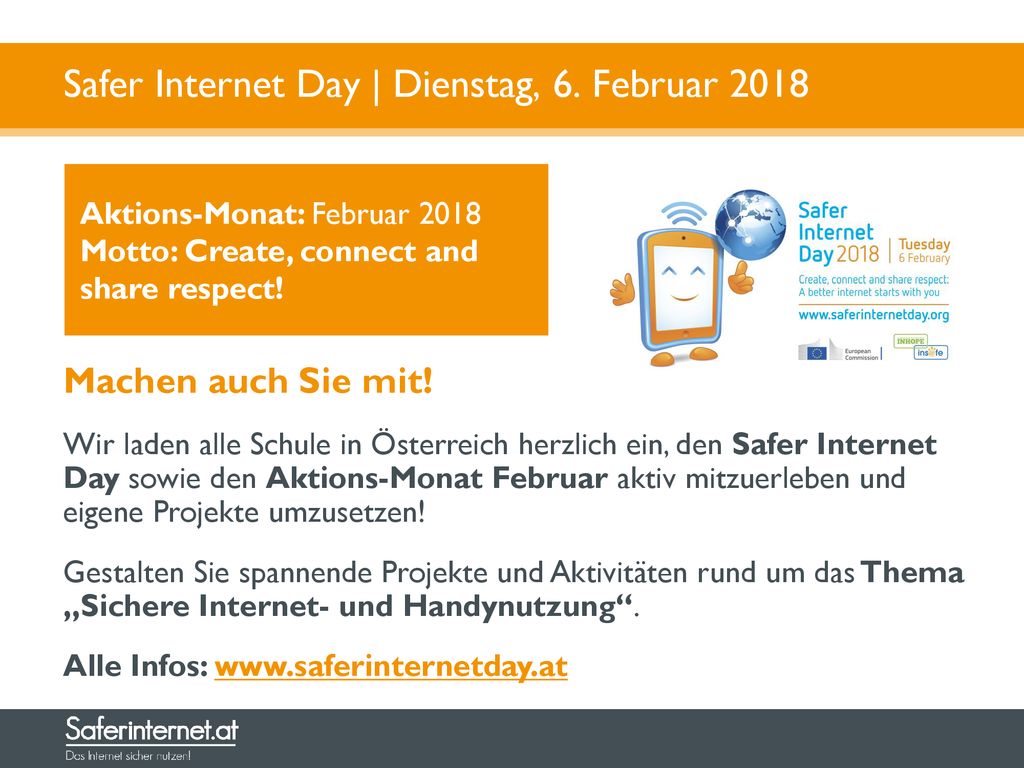 Safer Internet Day | Dienstag, 6. Februar 2018