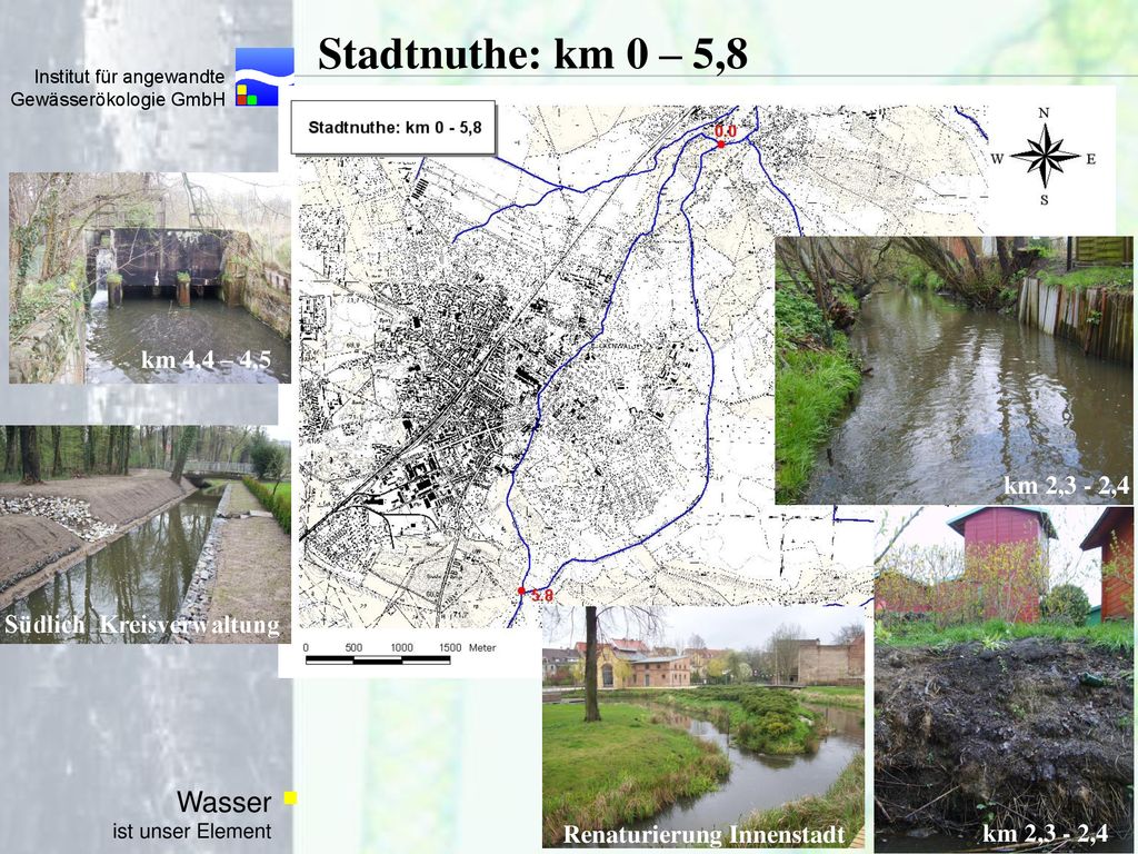 Stadtnuthe: km 0 – 5,8 km 4,4 – 4,5 km 2,3 - 2,4