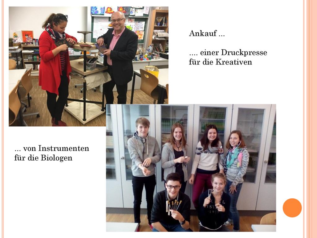 Ankauf einer Druckpresse für die Kreativen ... von Instrumenten für die Biologen