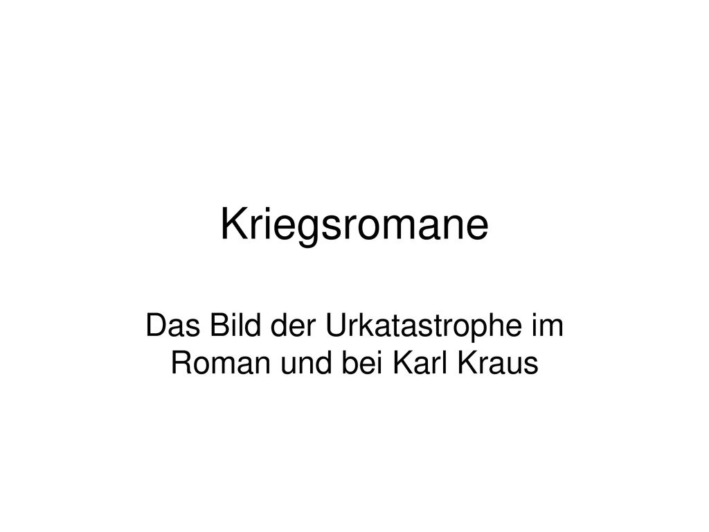 Das Bild der Urkatastrophe im Roman und bei Karl Kraus