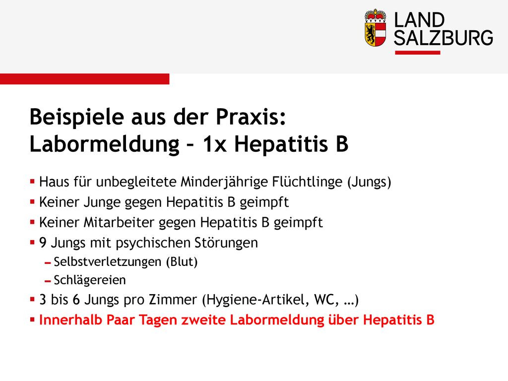 Beispiele aus der Praxis: Labormeldung – 1x Hepatitis B