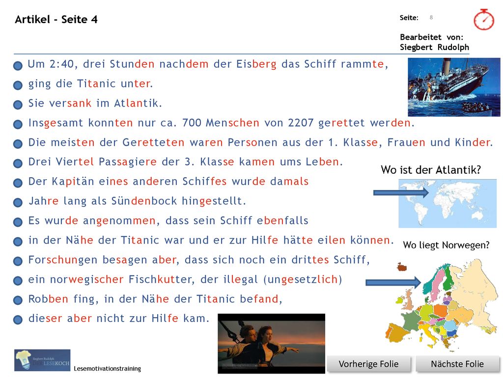 Um 2:40, drei Stunden nachdem der Eisberg das Schiff rammte,