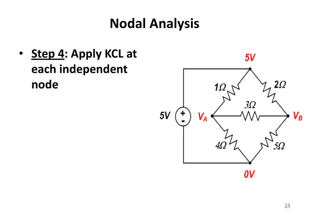 Nodal Analysis Step 4: Apply KCL at each independent node