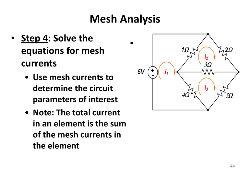 Mesh Analysis Step 4: Solve the equations for mesh currents