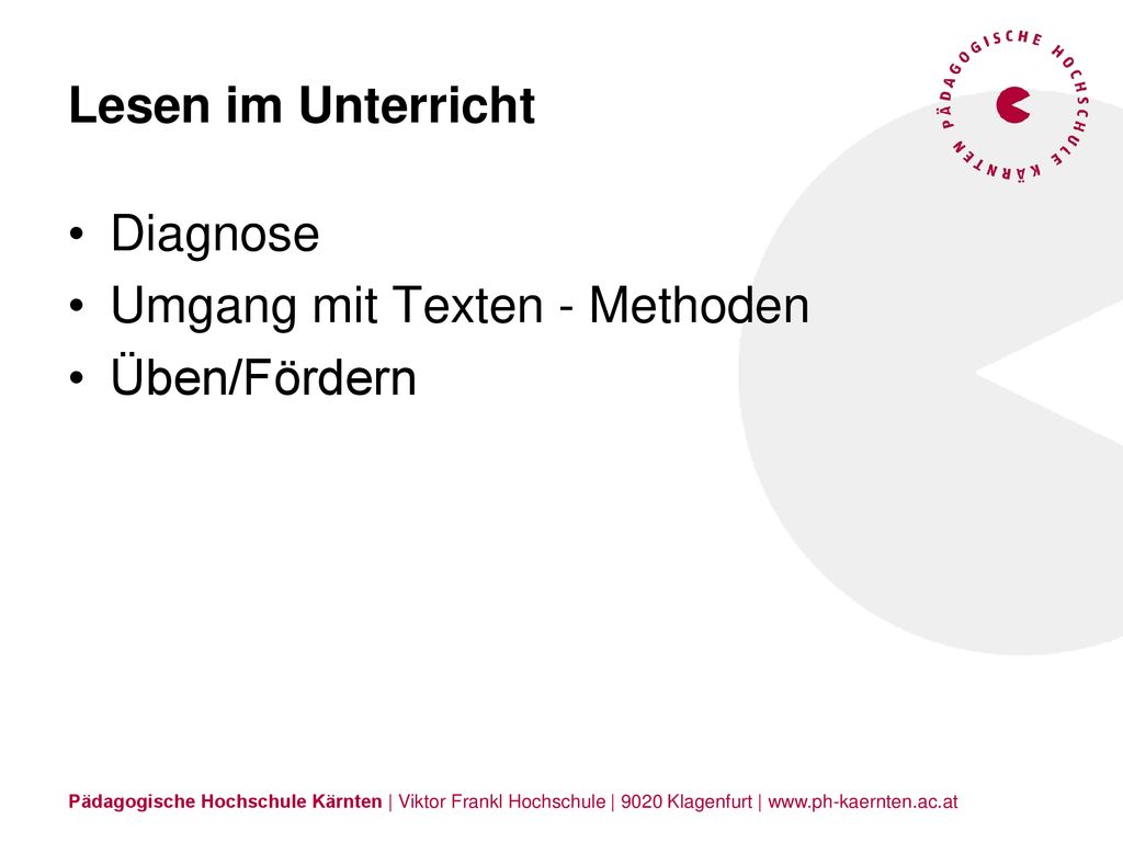 Lesen im Unterricht Diagnose Umgang mit Texten - Methoden Üben/Fördern