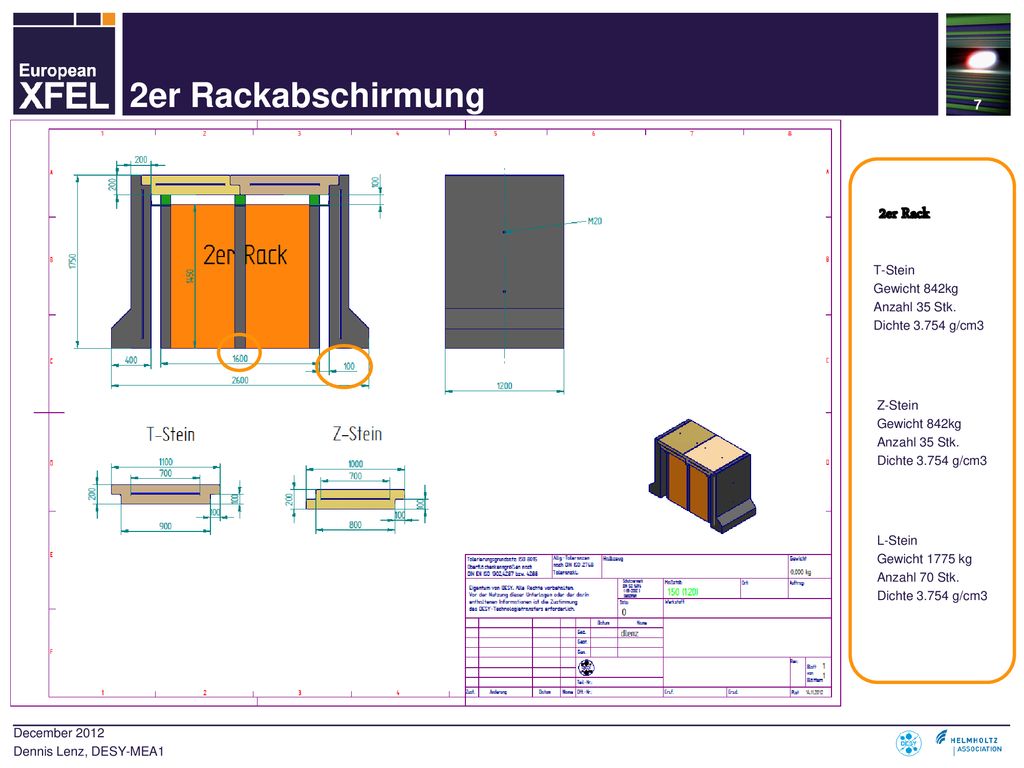 2er Rackabschirmung 2er Rack T-Stein Gewicht 842kg Anzahl 35 Stk.