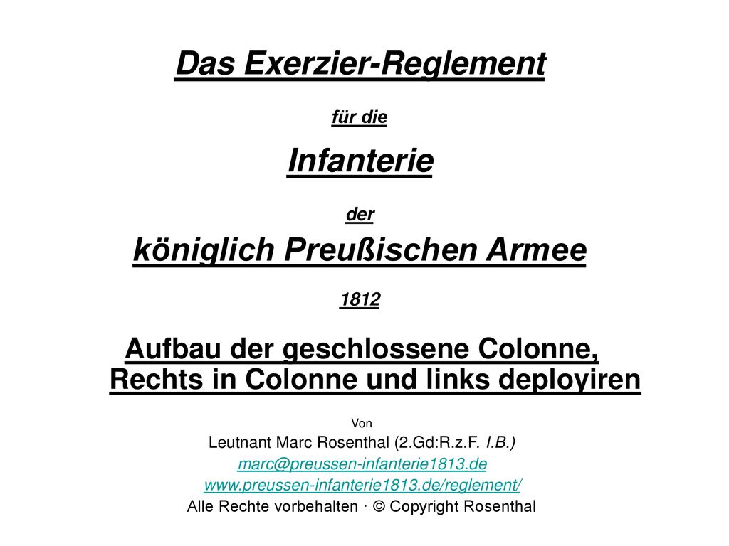 Das Exerzier-Reglement für die Infanterie der königlich Preußischen Armee 1812