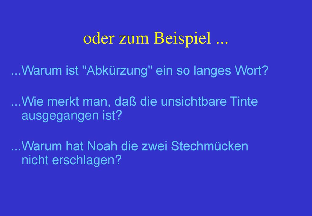 oder zum Beispiel Warum ist Abkürzung ein so langes Wort