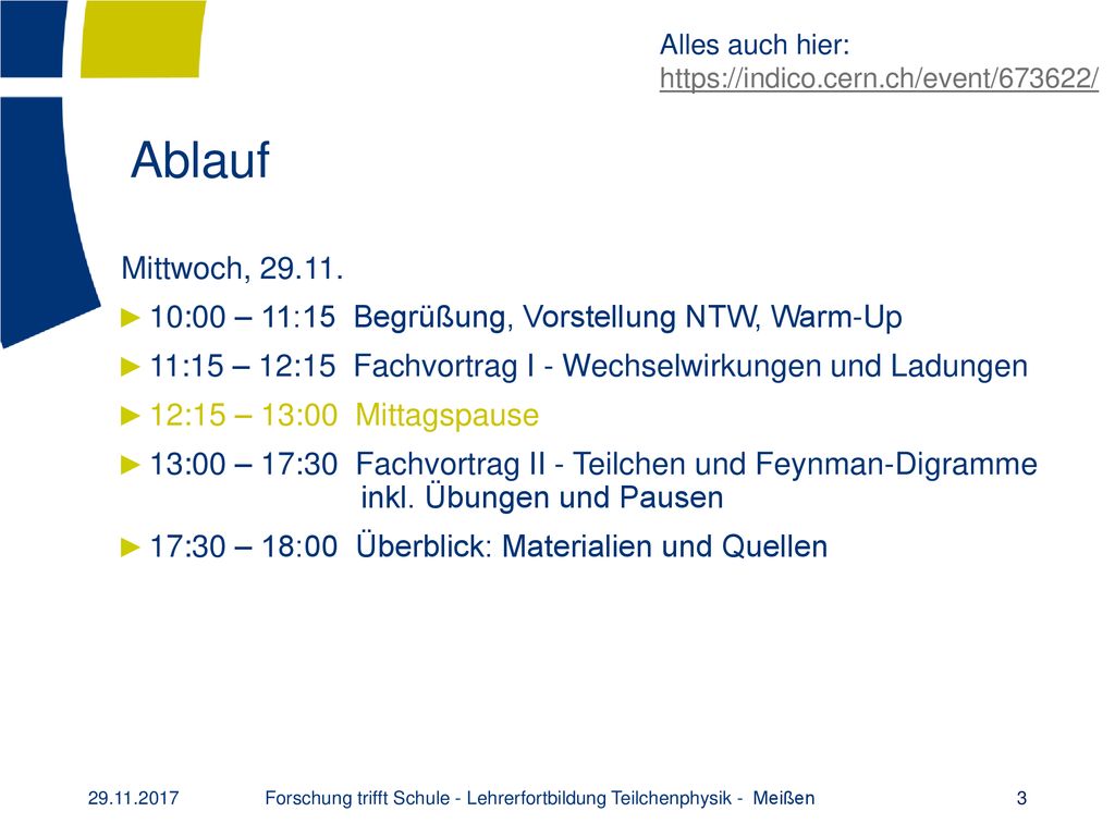Forschung trifft Schule - Lehrerfortbildung Teilchenphysik - Meißen
