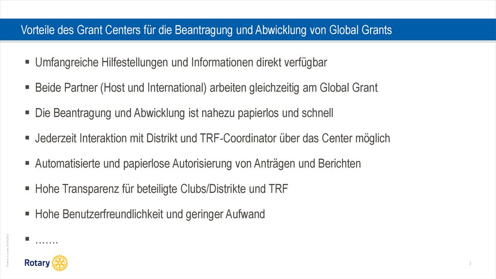 Vorteile des Grant Centers für die Beantragung und Abwicklung von Global Grants