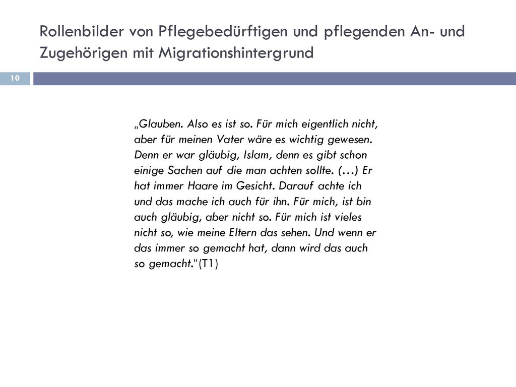 Rollenbilder von Pflegebedürftigen und pflegenden An- und Zugehörigen mit Migrationshintergrund