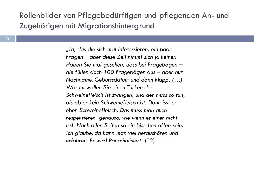 Rollenbilder von Pflegebedürftigen und pflegenden An- und Zugehörigen mit Migrationshintergrund