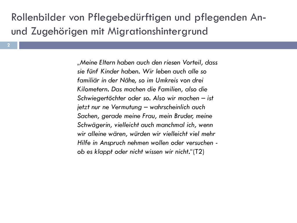 Rollenbilder von Pflegebedürftigen und pflegenden An- und Zugehörigen mit Migrationshintergrund