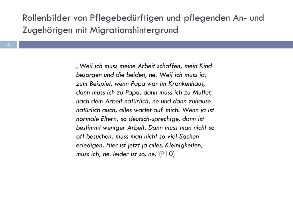 Rollenbilder von Pflegebedürftigen und pflegenden An- und Zugehörigen mit Migrationshintergrund
