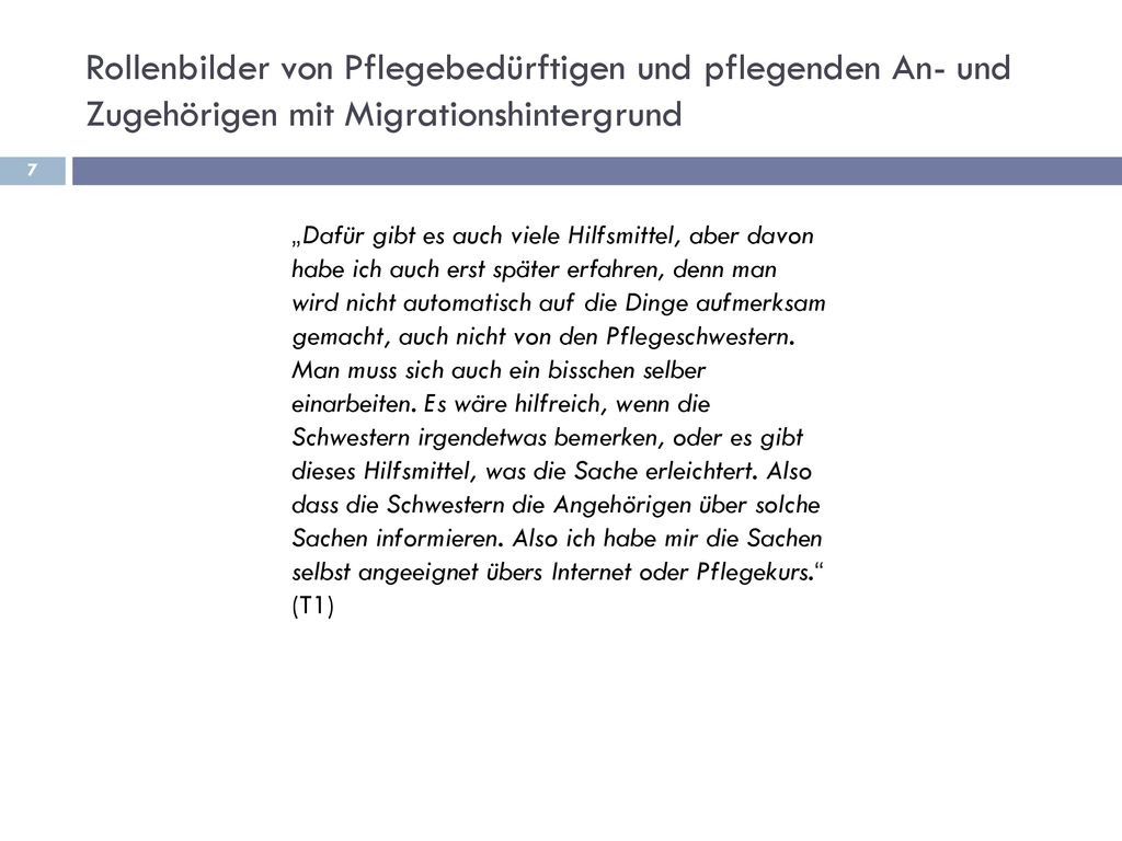 Rollenbilder von Pflegebedürftigen und pflegenden An- und Zugehörigen mit Migrationshintergrund