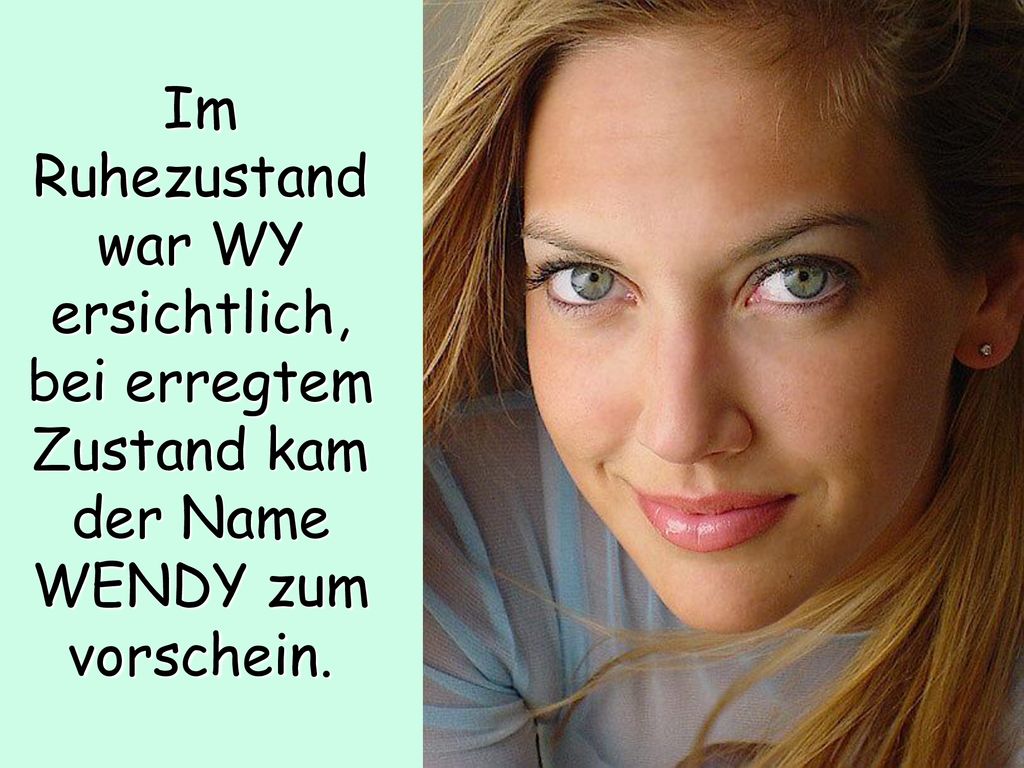Im Ruhezustand war WY ersichtlich, bei erregtem Zustand kam der Name WENDY zum vorschein.