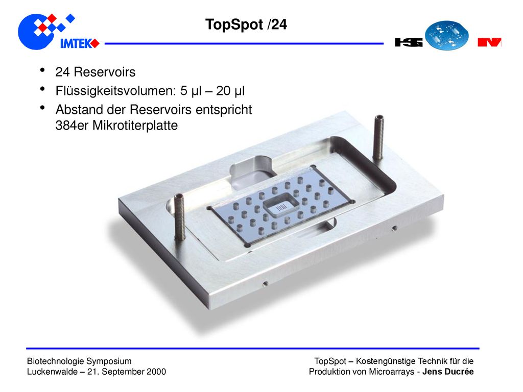 TopSpot /24 24 Reservoirs Flüssigkeitsvolumen: 5 µl – 20 µl