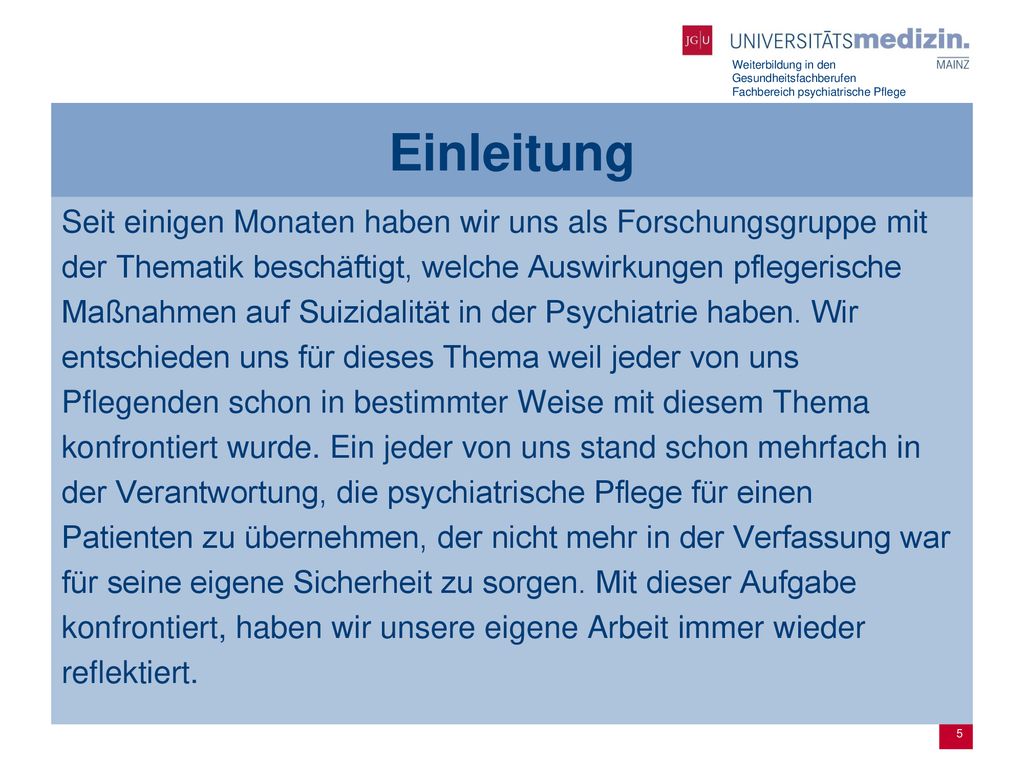 Einleitung Seit einigen Monaten haben wir uns als Forschungsgruppe mit