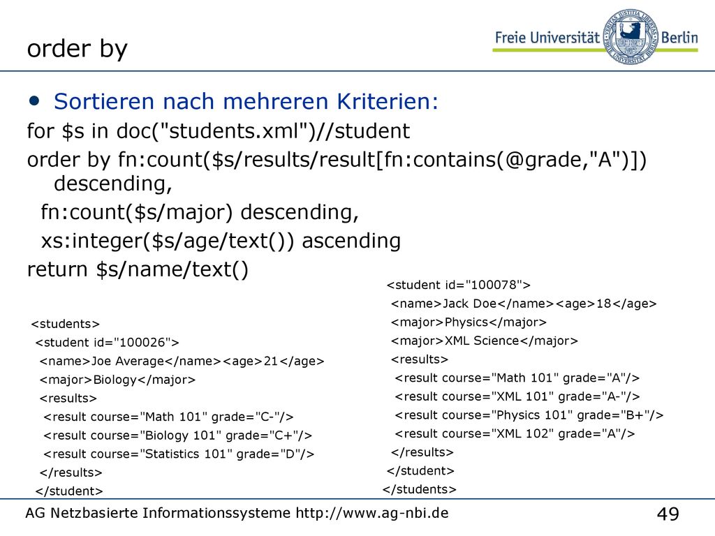 order by Sortieren nach mehreren Kriterien: