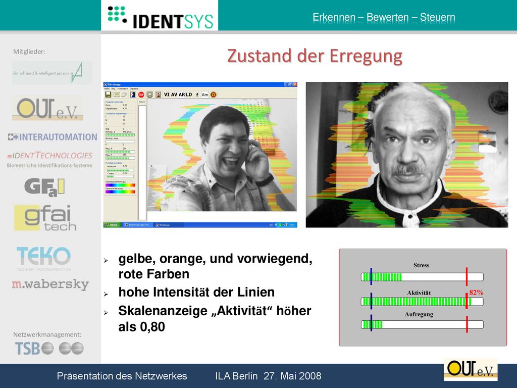 Zustand der Erregung gelbe, orange, und vorwiegend, rote Farben