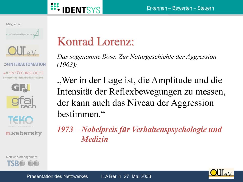 Konrad Lorenz: Das sogenannte Böse. Zur Naturgeschichte der Aggression (1963):