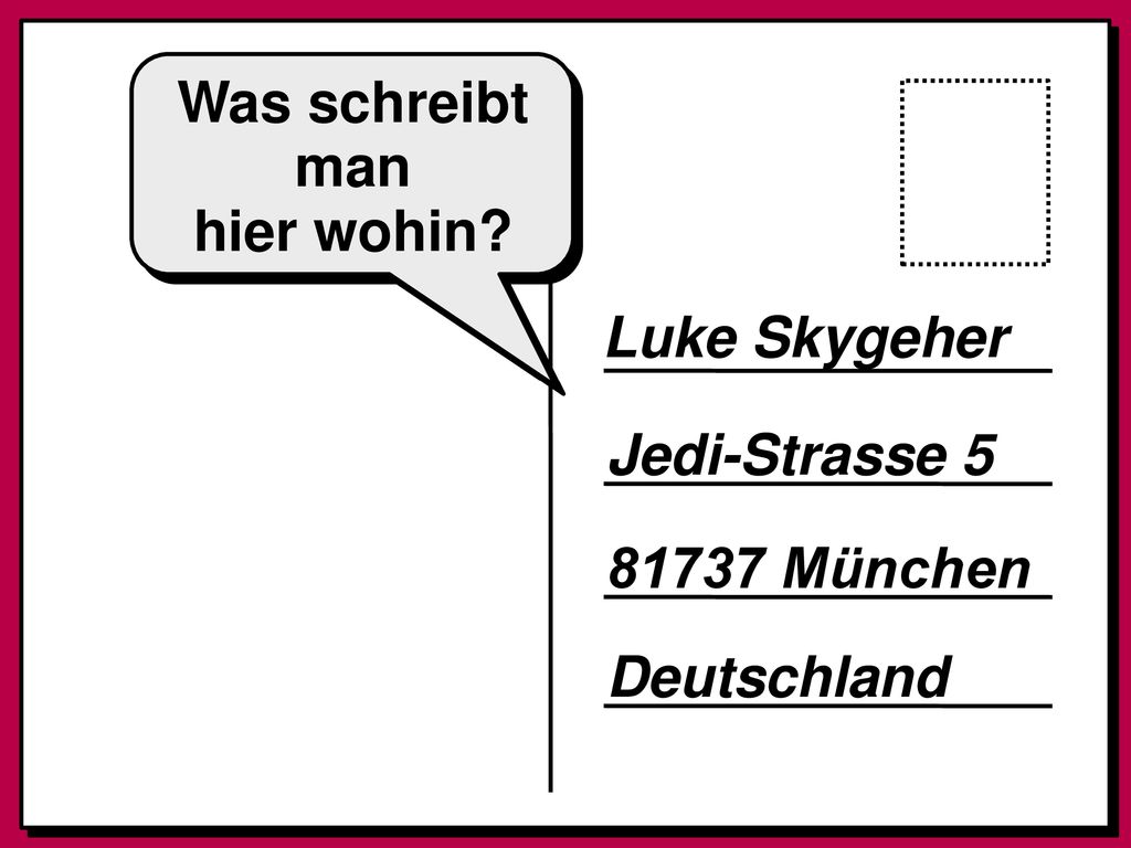 Was schreibt man hier wohin Luke Skygeher Jedi-Strasse München Deutschland