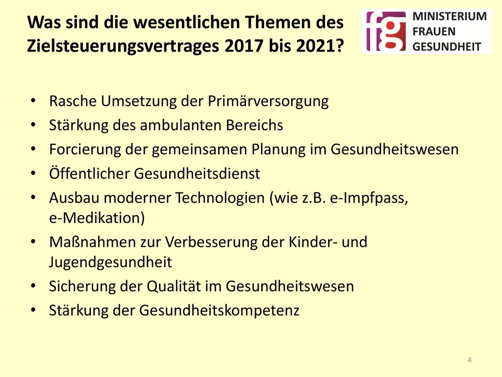 Was sind die wesentlichen Themen des Zielsteuerungsvertrages 2017 bis 2021