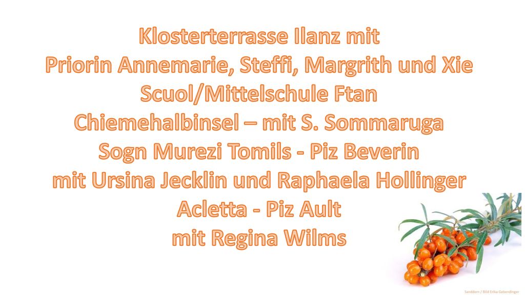 Klosterterrasse Ilanz mit Priorin Annemarie, Steffi, Margrith und Xie