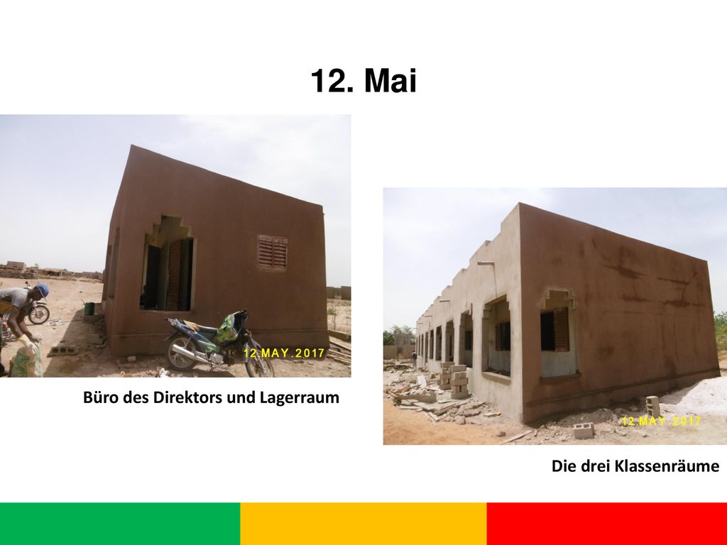 12. Mai Büro des Direktors und Lagerraum Die drei Klassenräume