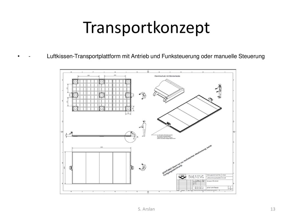 Transportkonzept - Luftkissen-Transportplattform mit Antrieb und Funksteuerung oder manuelle Steuerung.