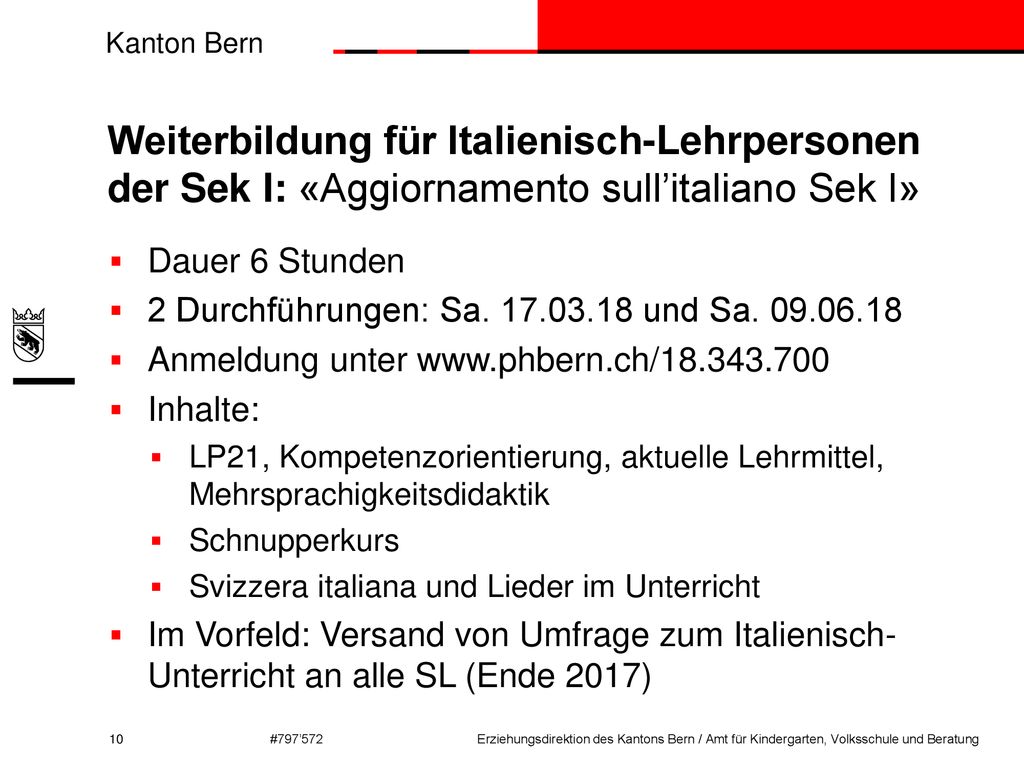 Weiterbildung für Italienisch-Lehrpersonen der Sek I: «Aggiornamento sull’italiano Sek I»