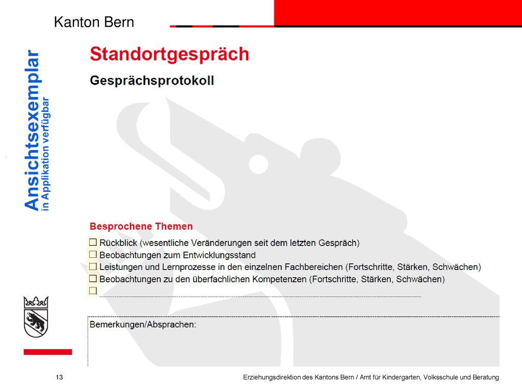 Erziehungsdirektion des Kantons Bern / Amt für Kindergarten, Volksschule und Beratung