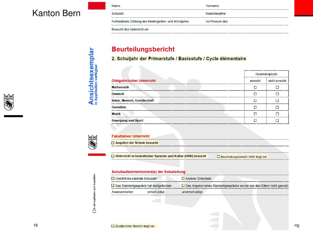 Erziehungsdirektion des Kantons Bern / Amt für Kindergarten, Volksschule und Beratung