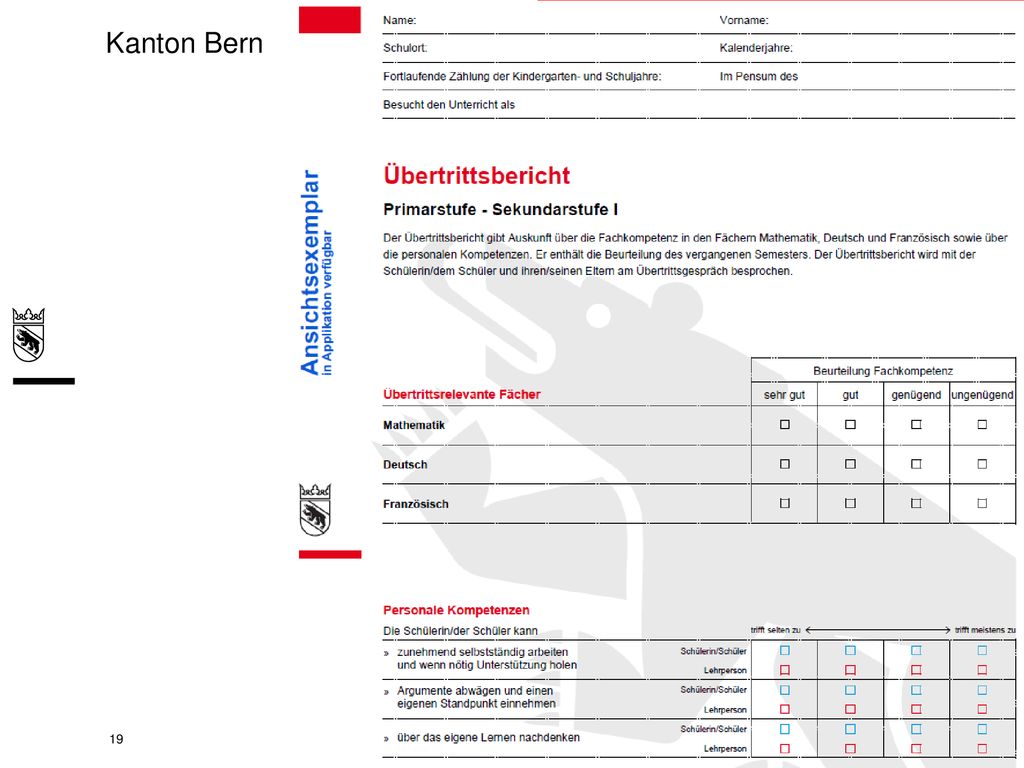 Erziehungsdirektion des Kantons Bern / Amt für Kindergarten, Volksschule und Beratung