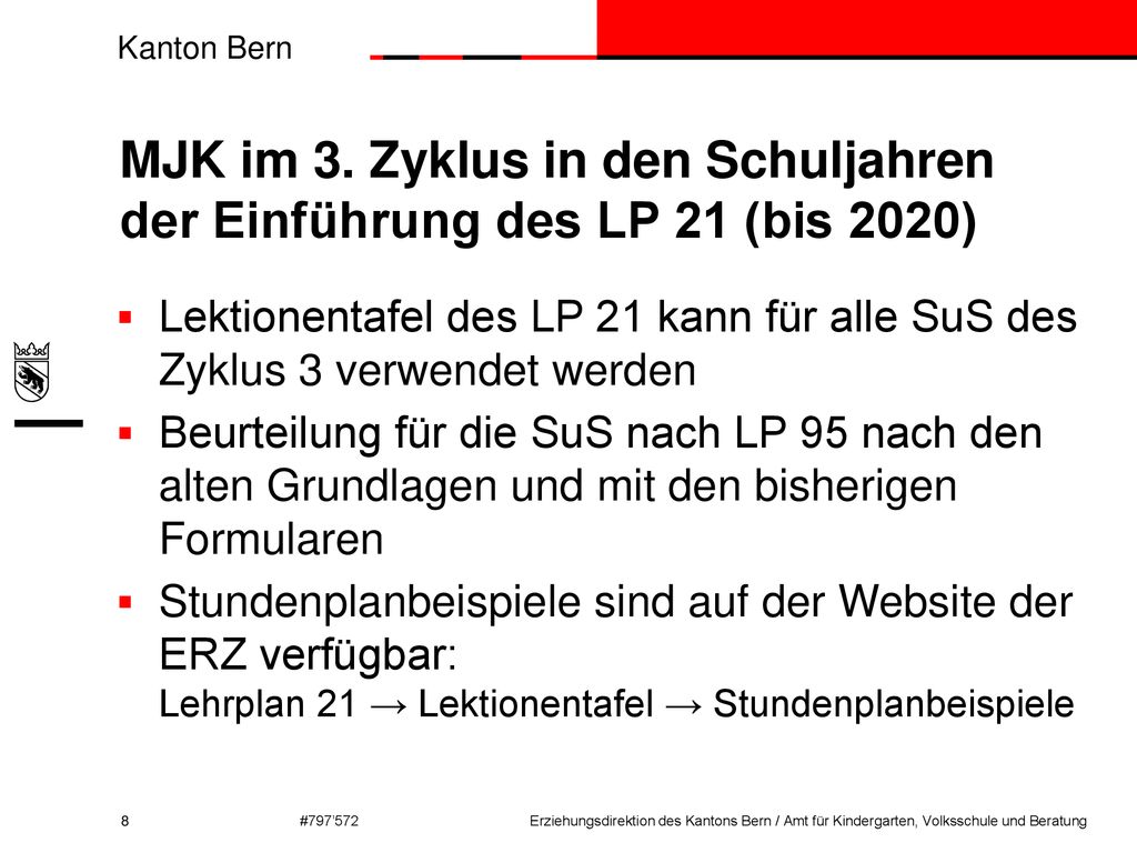 MJK im 3. Zyklus in den Schuljahren der Einführung des LP 21 (bis 2020)