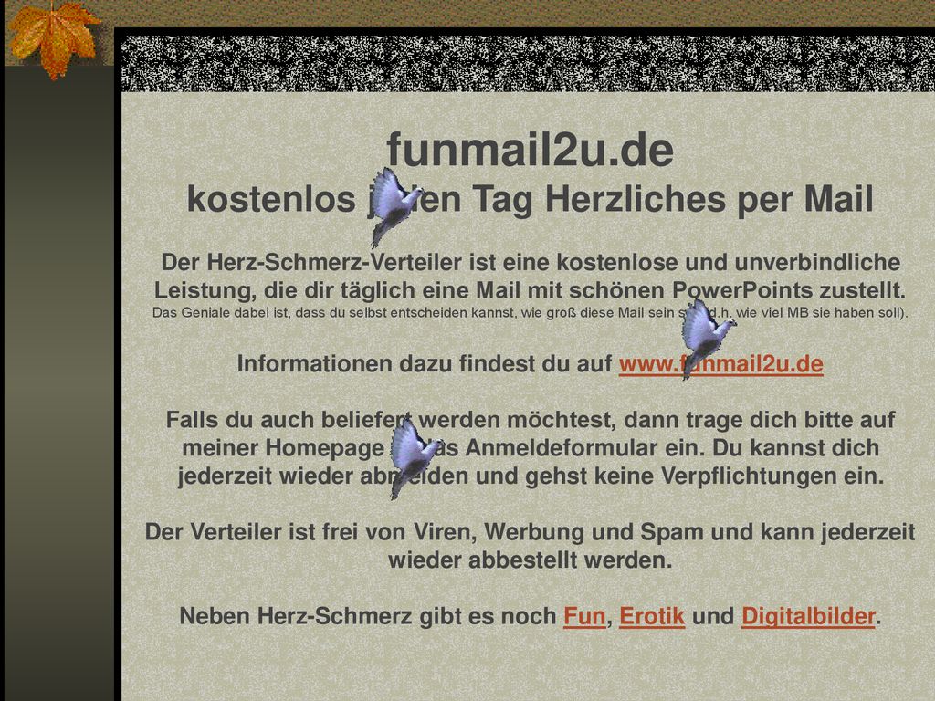 funmail2u.de kostenlos jeden Tag Herzliches per Mail