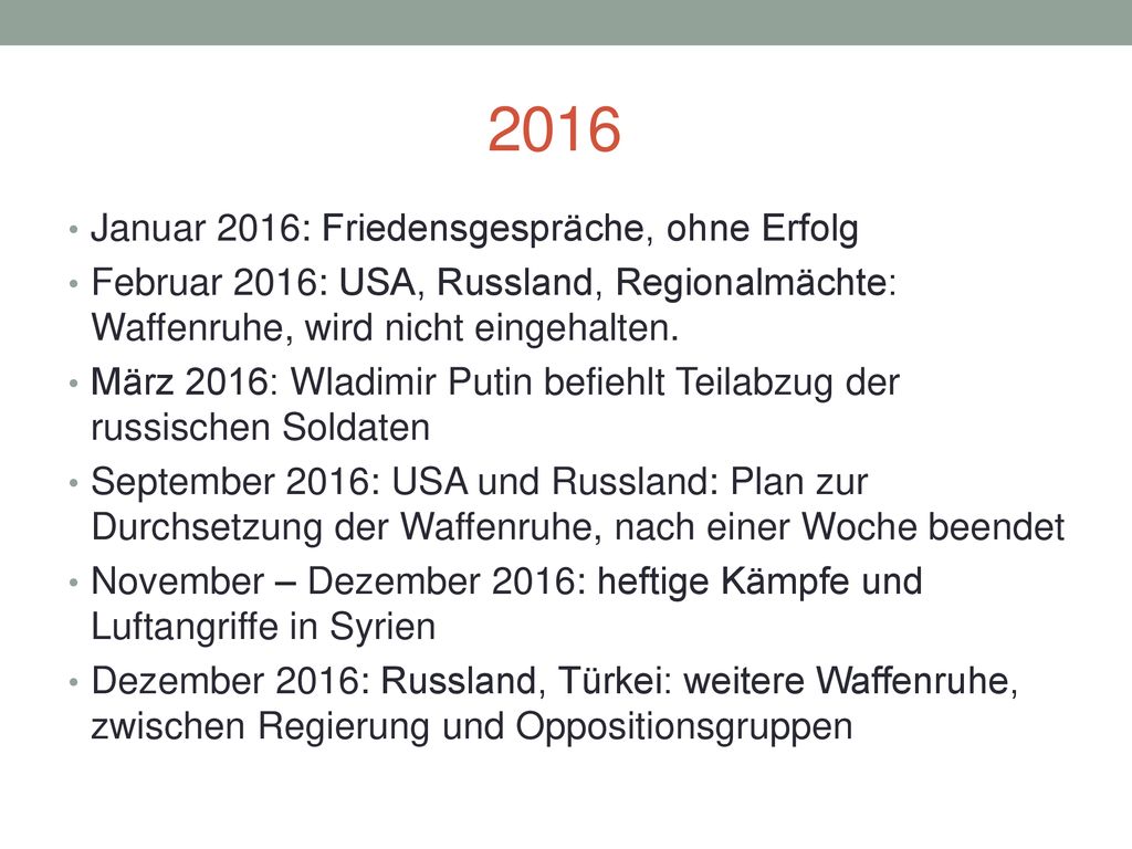 2016 Januar 2016: Friedensgespräche, ohne Erfolg