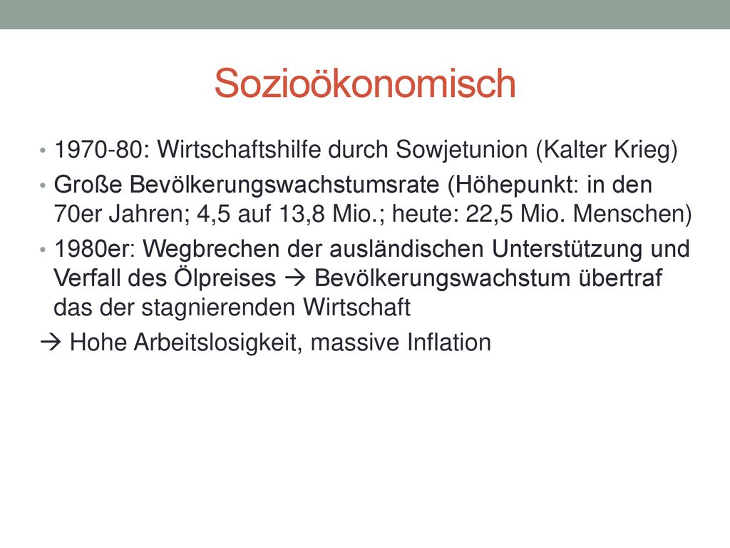 Sozioökonomisch : Wirtschaftshilfe durch Sowjetunion (Kalter Krieg)